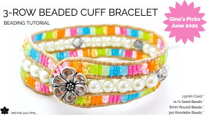 Three Row Cord Beaded Cuff Bracelet