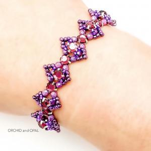 Beaded Crystal Bracelet - Rose Montee Marquise - Purple