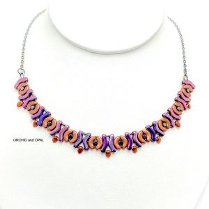garland beaded necklace - copper/purple iris