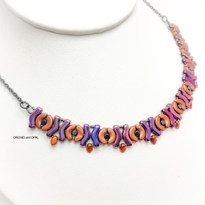 garland beaded necklace - copper/purple iris