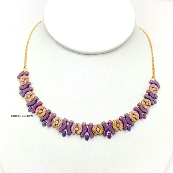 garland beaded necklace pink and purple