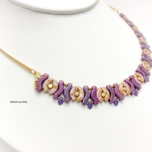 garland beaded necklace pink and purple