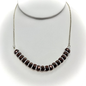 brown white pinch bead necklace