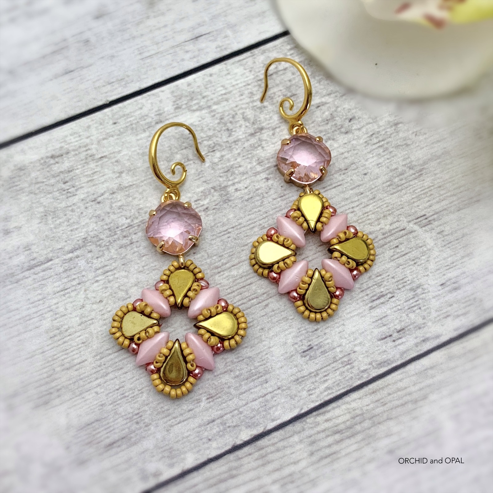 aegean breeze beaded earrings pink