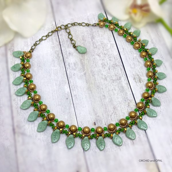 Ivy Trails Beaded Leaf Necklace (by Isabella Lam)
