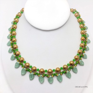 Ivy Trails Beaded Leaf Necklace (by Isabella Lam)
