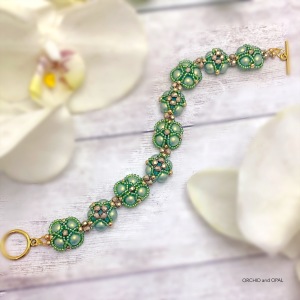 South Seas Beaded Pearl Bracelet - Green/Gold