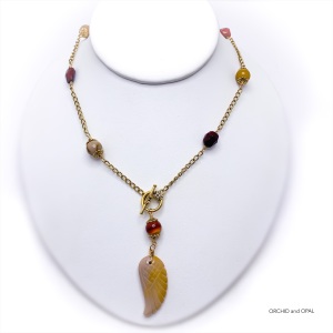 Mookaite Beaded Toggle Clasp Necklace on Gold