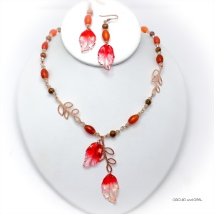 autumn leaves pendant necklace and earrings