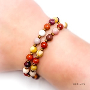 mookaite gemstone bead two strand bracelet