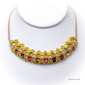 Mookaite and Yellow Crystal Beaded Necklace