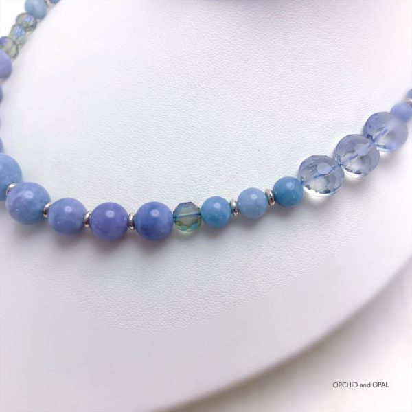 Light Blue Quartz and Crystal Necklace and Earrings