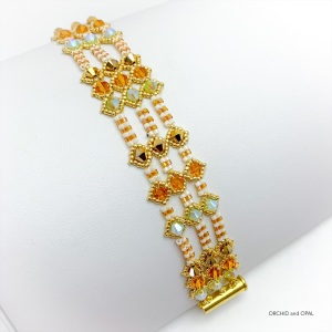 Netted Bicone and Herringbone Bracelet