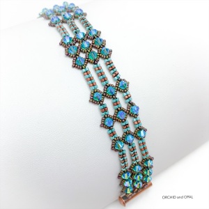 Netted Bicone and Herringbone Bracelet