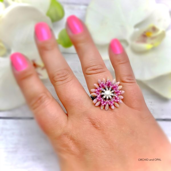 Cherry Blossom Festival Beaded Ring Tutorial