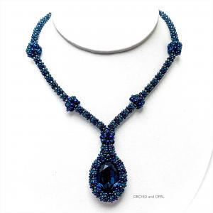 blue prismatic swarovski pendant necklace