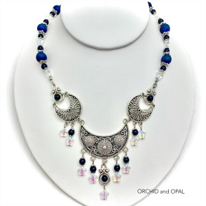 goldstone moon and stars handmade necklace
