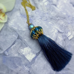 cameleon beaded tassel necklace