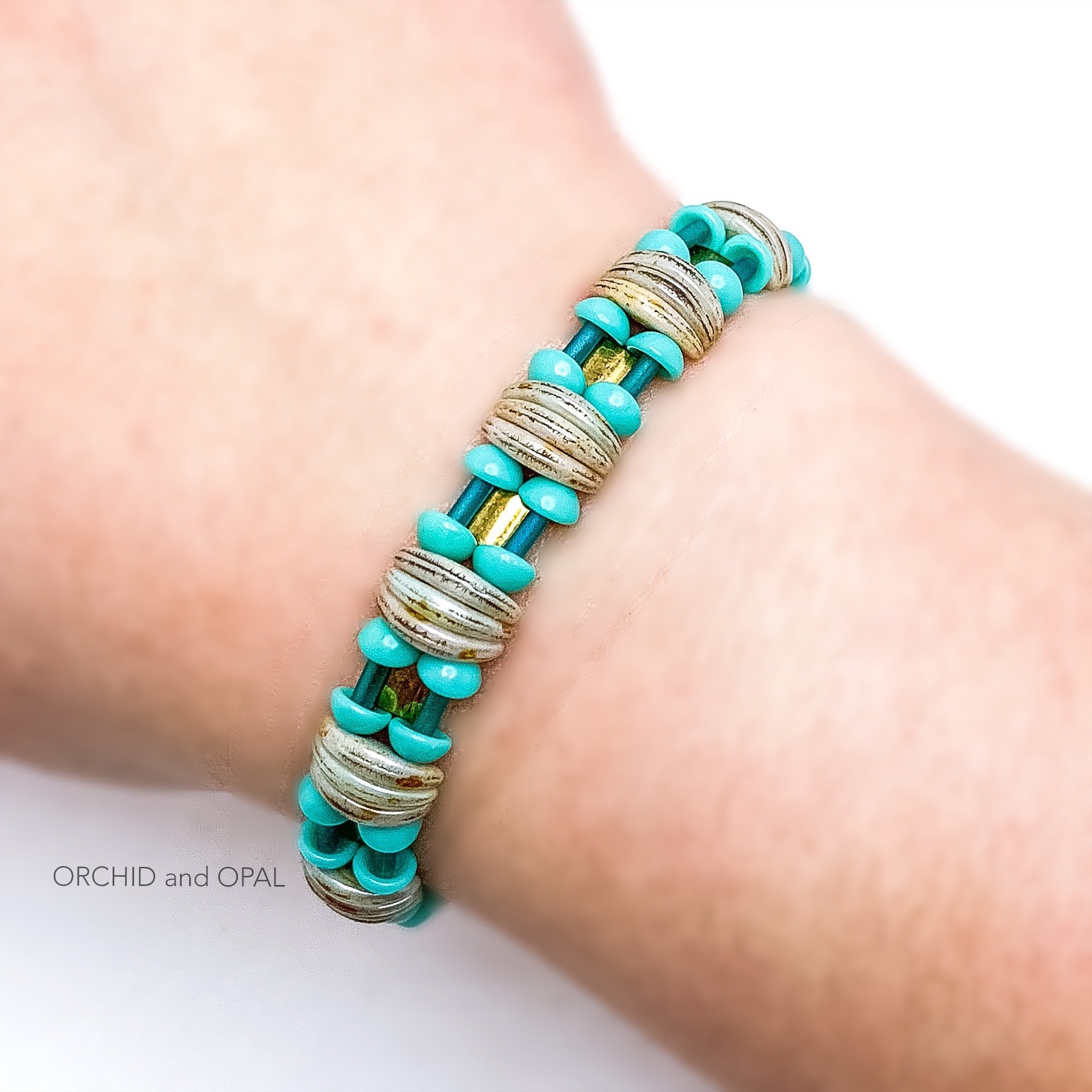 backlit bracelet turquoise and bronze