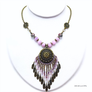 Lilac Quartz and Crystal Fringe Necklace