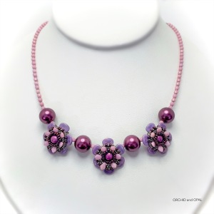 Precious Petals Floral Necklace in Pink and Purple
