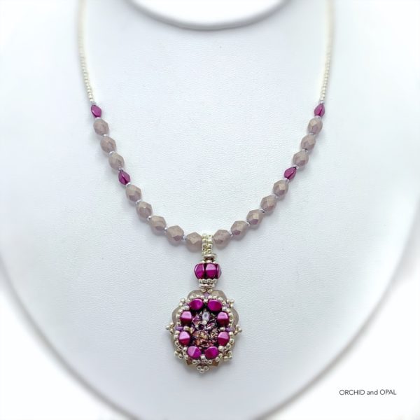 Ethereal Opal Beaded Pendant Necklace Plum