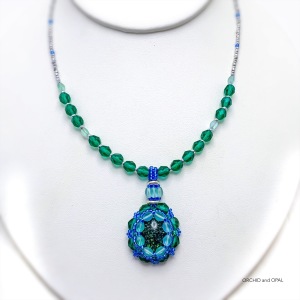 Ethereal Opal Beaded Pendant Necklace Green Blue