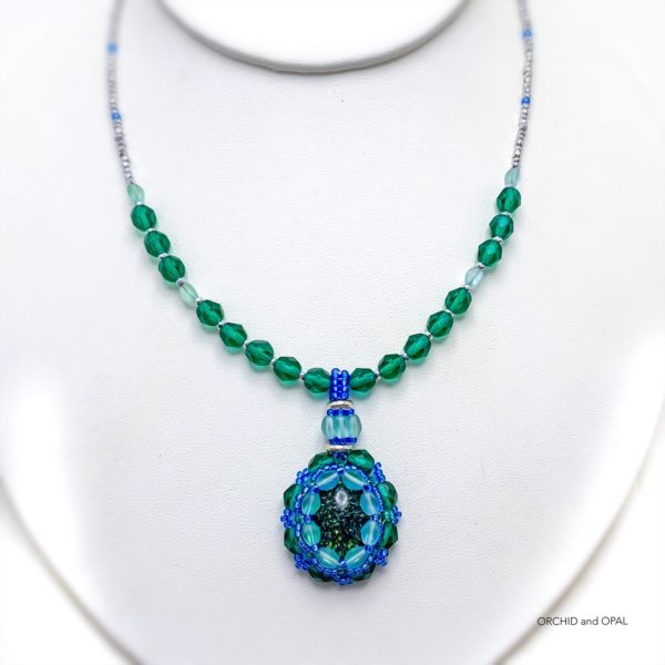 Ethereal Opal Beaded Pendant Necklace Green Blue