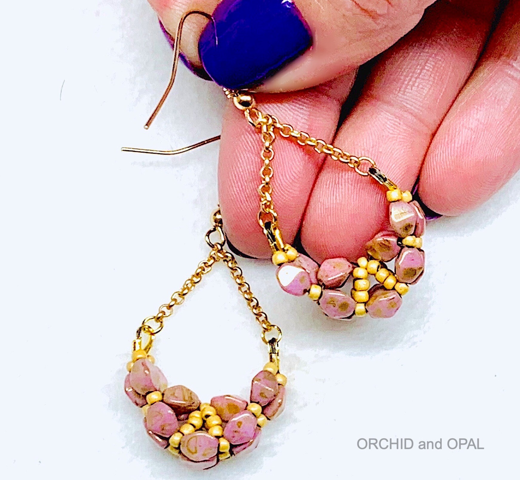 pinch bead rope earrings