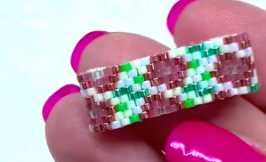 peyote ring wild rose pattern