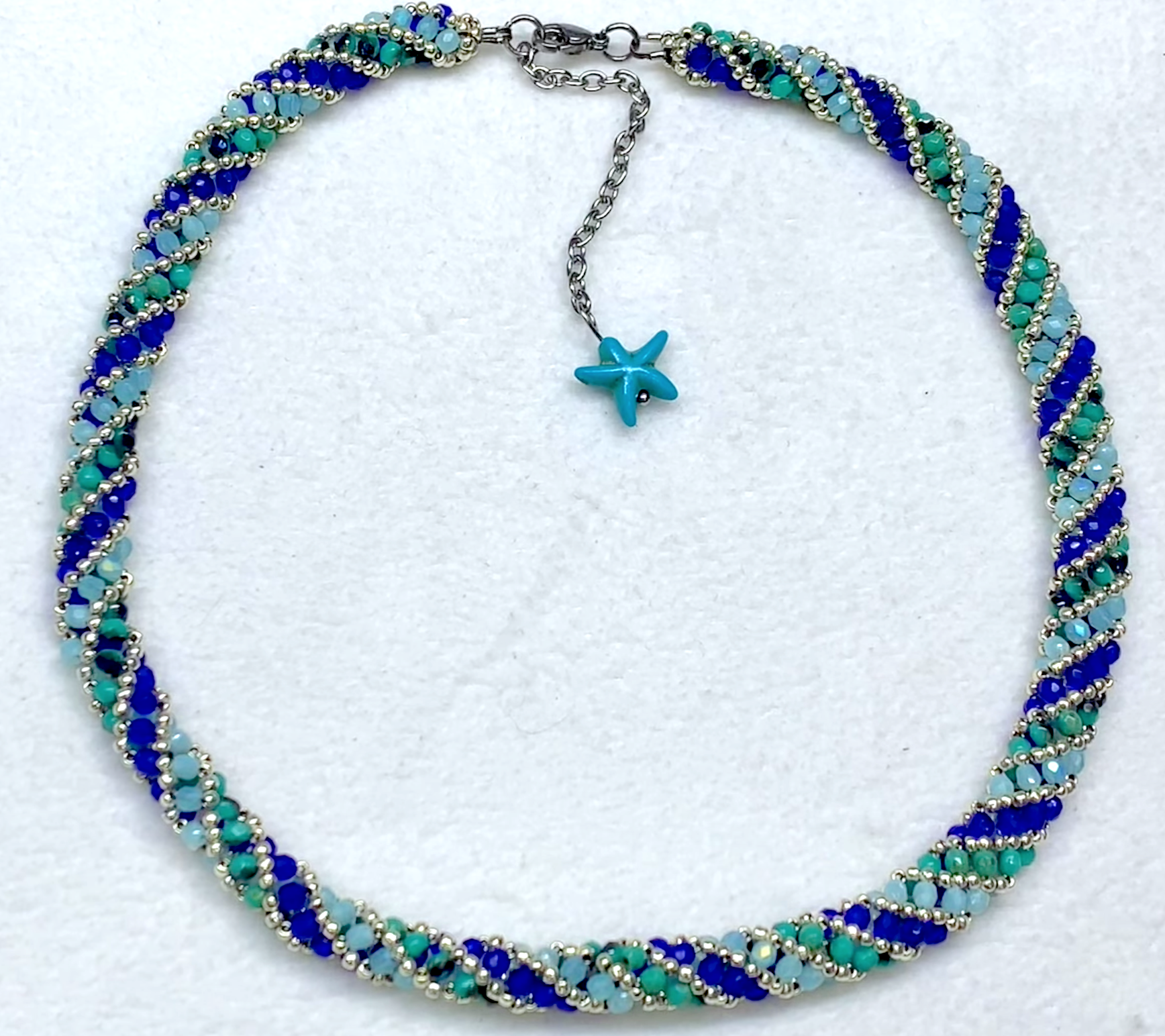 russian spiral beaded rope necklace ending